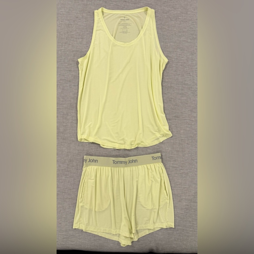 Tommy John Women’s Second Skin Luxe Rib Sleep Shorts & Tank Set.